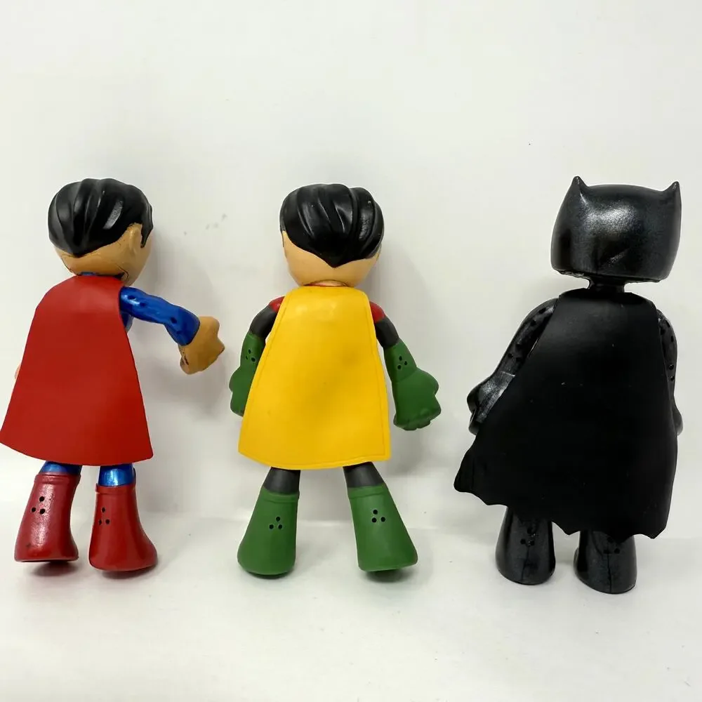 Lot of 3 Mattel DC Comics Batman Robin Superman Action Figures Bendable Toy